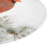 Northern Kardinal männlich on Blue Atlas Cedar Schneidebrett (Ecke)