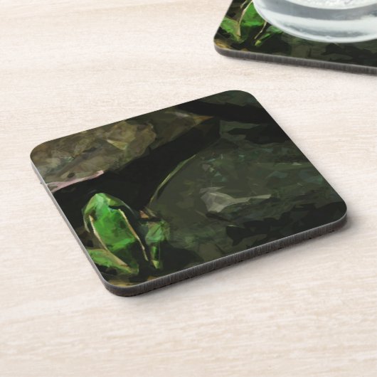 Northern Leopard Frosch auf Rocks Abstrakt Getränkeuntersetzer (Linke Seite)