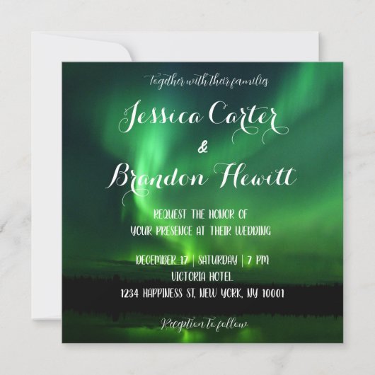 Northern Light Aurora Borealis Hochzeitseinladung Einladung (Vorderseite)