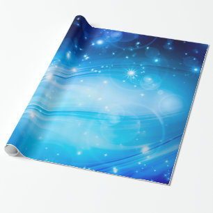 Northern Light Stars blau + Ihr Text & Ideen Geschenkpapier