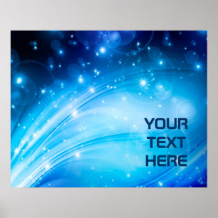 Northern Light Stars blau + Ihr Text & Ideen Poster