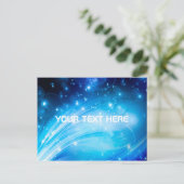 Northern Light Stars blau + Ihr Text & Ideen Postkarte (Stehend Vorderseite)