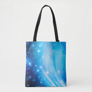 Northern Light Stars blau + Ihr Text & Ideen Tasche