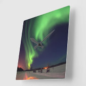 Northern Lights Alaskan Photo Quadratische Wanduhr (Winkel)