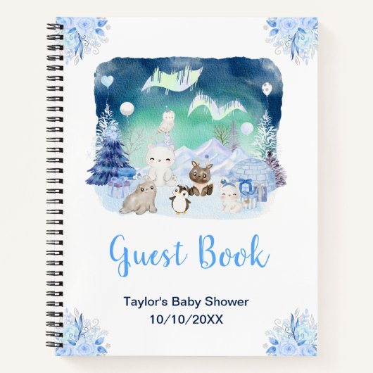 Northern Lights Animals Baby Shower Guest Book Notizblock (Vorderseite)