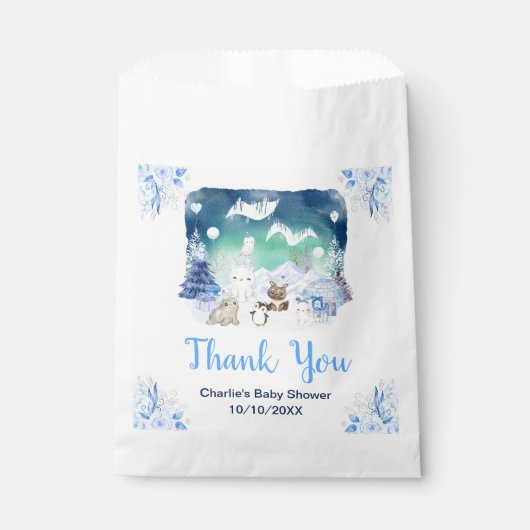 Northern Lights Animals Baby Shower Thank You Geschenktütchen (Vorderseite)