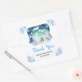 Northern Lights Animals Baby Shower Thank You Quadratischer Aufkleber (Umschlag)