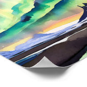 Northern Lights Aquarell Art Printing Poster (Ecke)