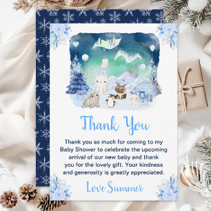 Northern Lights Arctic Animals Baby Dusche Dankeskarte
