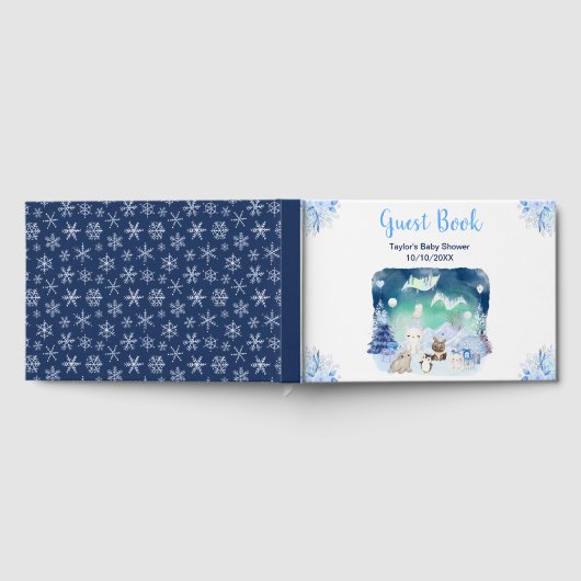 Northern Lights Arctic Animals Baby Dusche Gästebuch (Voll)