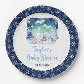 Northern Lights Arctic Animals Baby Shower Pappteller (Vorderseite)