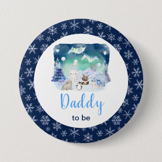 Northern Lights Arctic Animals Daddy To Be Button (Vorderseite)