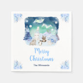 Northern Lights Arctic Animals Merry Christmas Serviette (Vorderseite)