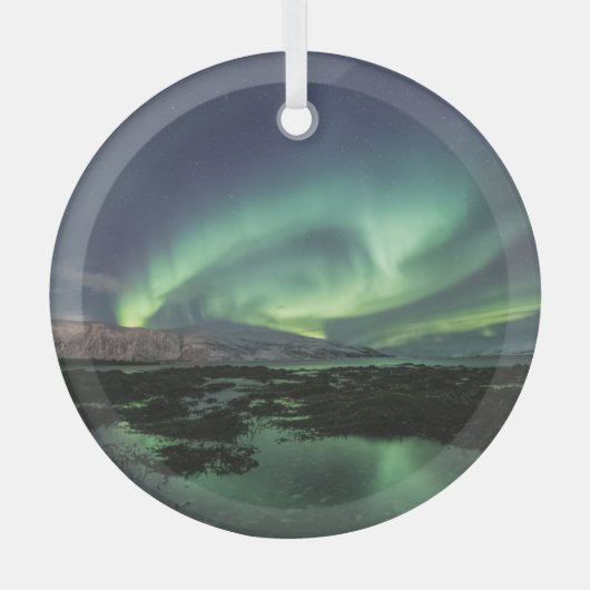 Northern Lights Astro Foto Ornament Aus Glas (Vorderseite)
