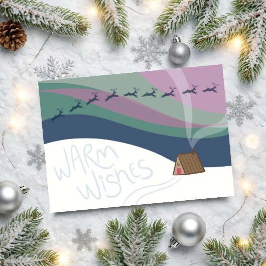 Northern Lights at the A-Frame Folded Holiday Card Karte