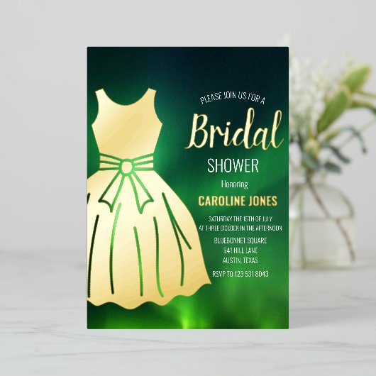 Northern Lights Aurora Borealis Brautparty Folieneinladung (Stehend vorne)