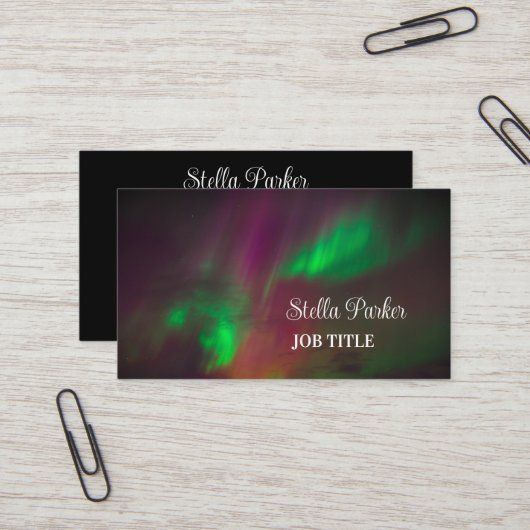 Northern Lights Aurora Borealis Business Card Visitenkarte (Vorderseite/Rückseite Beispiel)