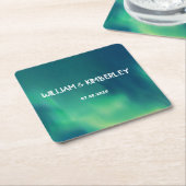 Northern Lights Aurora Borealis Elegante Hochzeit Rechteckiger Pappuntersetzer (angewinkelt)