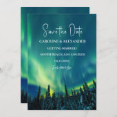 Northern Lights Aurora Borealis Galaxy Sky Wedding Save The Date (Vorne/Hinten)