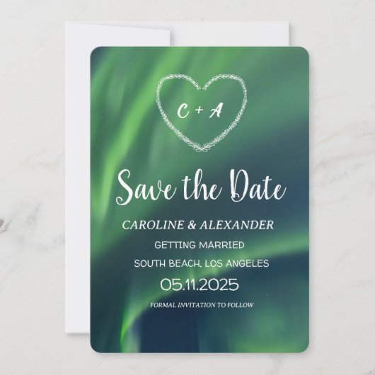 Northern Lights Aurora Borealis Galaxy Sky Wedding Save The Date (Vorderseite)