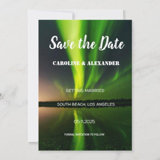 Northern Lights Aurora Borealis Galaxy Sky Wedding Save The Date (Vorderseite)