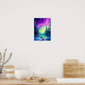 Northern Lights Aurora Borealis Illustration Poster (Küche)