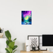 Northern Lights Aurora Borealis Illustration Poster (Heimbüro)