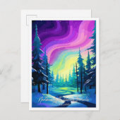 Northern Lights Aurora Borealis Illustration Postkarte (Vorne/Hinten)