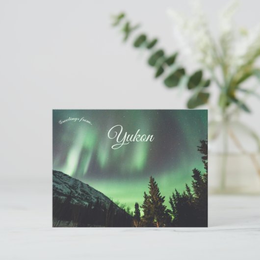 Northern Lights Aurora Borealis in Yukon Kanada Postkarte (Stehend Vorderseite)