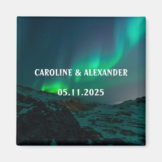 Northern Lights Aurora Borealis Night Sky Wedding Magnet (Vorne)