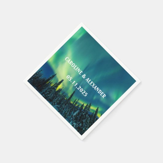 Northern Lights Aurora Borealis Night Sky Wedding Serviette (Ecke)