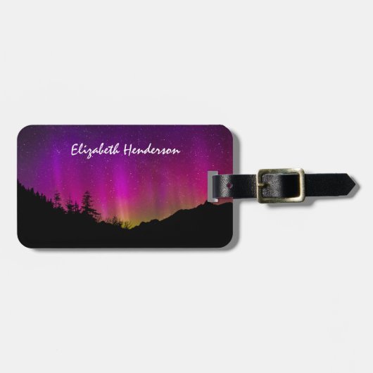Northern Lights Aurora Borealis Starry Night Sky Gepäckanhänger (Vorderseite horizontal)