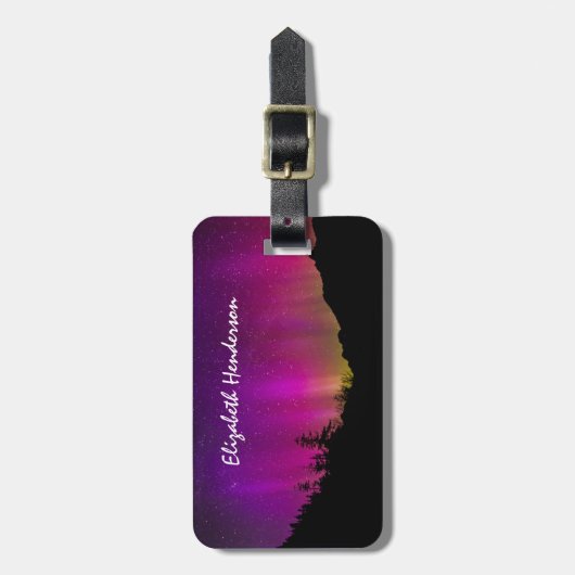 Northern Lights Aurora Borealis Starry Night Sky Gepäckanhänger (Vorderseite vertikal)