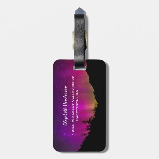 Northern Lights Aurora Borealis Starry Night Sky Gepäckanhänger (Rückseite vertikal)