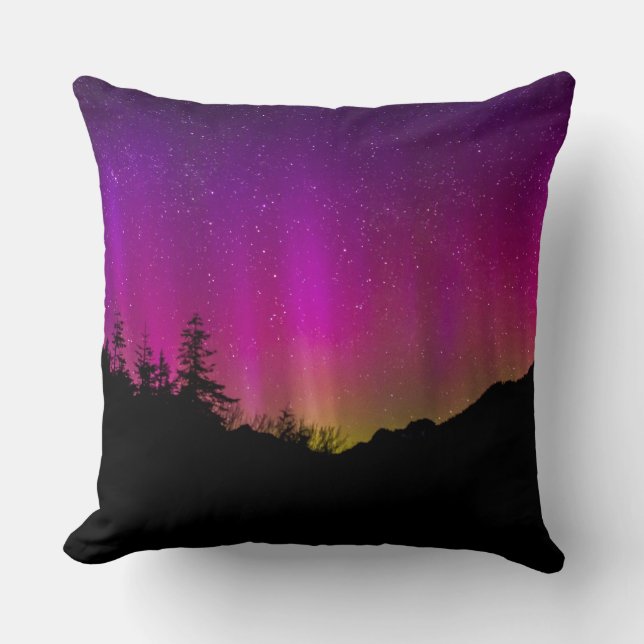Northern Lights Aurora Borealis Starry Night Sky Kissen (Vorderseite)