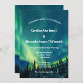 Northern Lights Aurora Borealis Stars Sky Wedding Einladung (Vorne/Hinten)