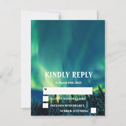 Northern Lights Aurora Borealis Stars Wedding RSV RSVP Karte (Vorderseite)