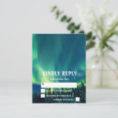 Northern Lights Aurora Borealis Stars Wedding RSV RSVP Karte (Stehend Vorderseite)