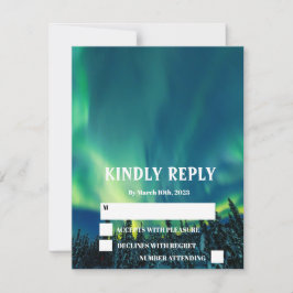 Northern Lights Aurora Borealis Stars Wedding RSV RSVP Karte