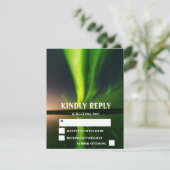 Northern Lights Aurora Borealis Stars Wedding RSVP Karte (Stehend Vorderseite)
