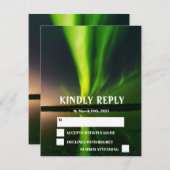 Northern Lights Aurora Borealis Stars Wedding RSVP Karte (Vorne/Hinten)