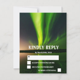 Northern Lights Aurora Borealis Stars Wedding RSVP Karte