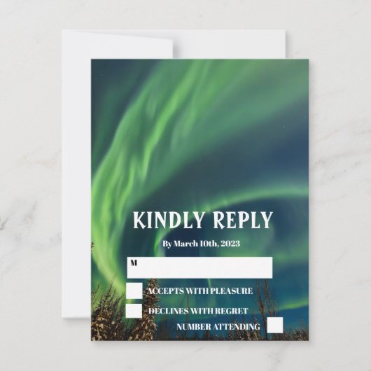 Northern Lights Aurora Borealis Stars Wedding RSVP Karte (Vorderseite)