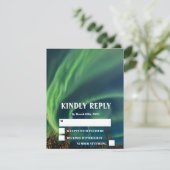 Northern Lights Aurora Borealis Stars Wedding RSVP Karte (Stehend Vorderseite)