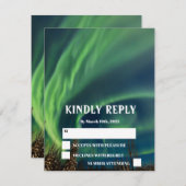 Northern Lights Aurora Borealis Stars Wedding RSVP Karte (Vorne/Hinten)