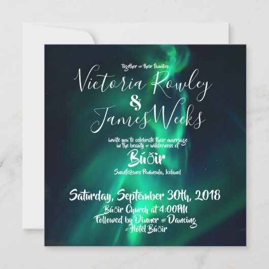 Northern Lights / Aurora Borealis Wedding Einladung (Vorderseite)