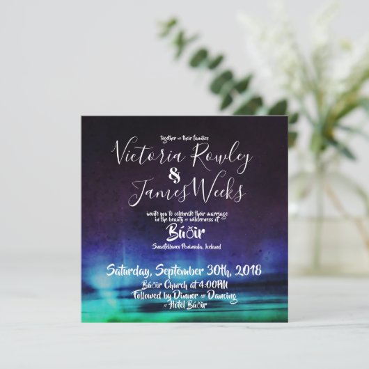 Northern Lights / Aurora Borealis Wedding Einladung (Stehend Vorderseite)