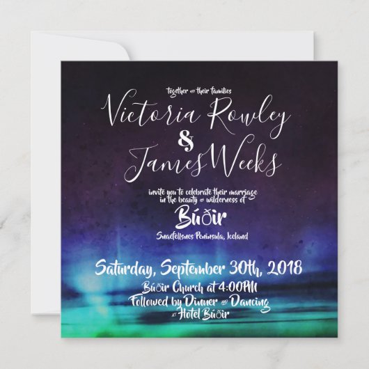 Northern Lights / Aurora Borealis Wedding Einladung (Vorderseite)