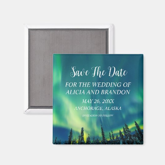 Northern Lights Aurora Borealis Wedding Magnet (Vorderseite/Rückseite)