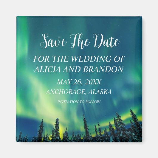Northern Lights Aurora Borealis Wedding Magnet (Vorne)
